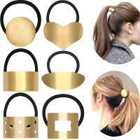 【CC】✒  Fashion Metal Ponytail Holder Hair Ropes Punk Gold Color Elastic Bands Ties Accessories