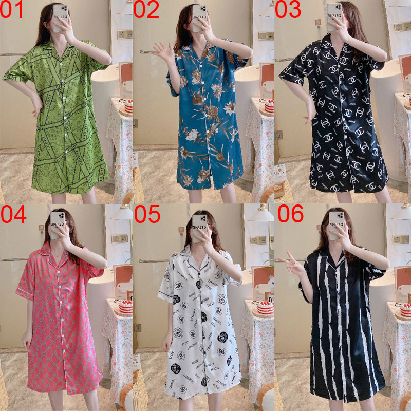 Korean Fashion Women M-2XL Silk Satin Loose Nightdress pajamas Female ...