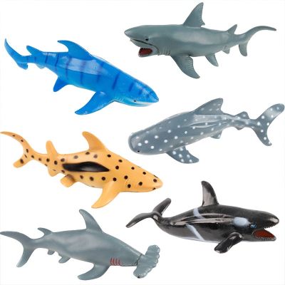 Genuine soft plastic toys simulation animal model of Marine biology sharks whales dolphins suit place fancy