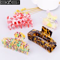 BOSI Acetate hair clip for women large geometric square leopard Bow hair clip 2021 hair claw clip hair accessories crab hairpin