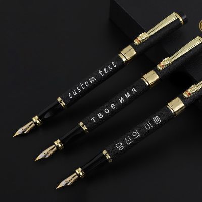 ZZOOI Engraving Custom Dragon Pen Luxury Office Supply School Kit Fountain Ink High Quality Personalized Black Metal Gift Set Writing