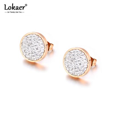 Lokaer Jewelry Rose Gold Color Stainless Steel 3 Colors Clay Crystals Stud Earrings For Girls Women boucle d 39;oreille E18037