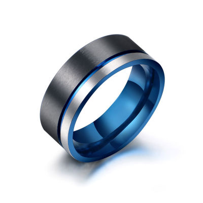 SA1069แหวนดีไซน์สวยแฟชั่นของผู้ชายแหวนสองเหล็กไทเทเนียมสีที่เรียบง่าย