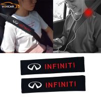 VEHICAR 2PCS Car Safety Belt Cover Cotton Seat Belt Pads Shoulder Protectorcar For Infiniti Car Logo Knitting Decoration Seat Covers