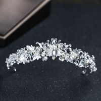 Vintage Ceramics Rhinestone Pearl Flower Bridal Crowns Tiara Headbands Crystal Diadem Crown Wedding Hair Accessories