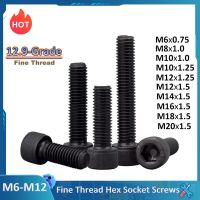 12.9Grade Fine Thread Socket Screws Hex Hexagon Cap Screws Allen Bolts M6x0.75 M8x1 M10x1 M10x1 M10x1.25 M12x1.25 M12x1.5M14x1.5 Nails Screws Fastener