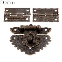 ▤ DRELD Antique Bronze Furniture Hardware Box Latch Hasp Toggle Buckle 2Pcs Decorative Cabinet Hinges for Jewelry Wooden Box