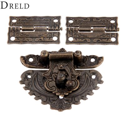 ▤ DRELD Antique Bronze Furniture Hardware Box Latch Hasp Toggle Buckle 2Pcs Decorative Cabinet Hinges for Jewelry Wooden Box