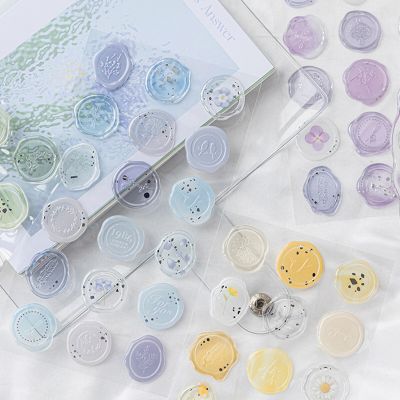 18pcs Vintage Wax Seal Stamp Stickers DIY Scrapbooking Journal Planner Decorations Korean Stationery Envelope Sealing Tags Stickers Labels