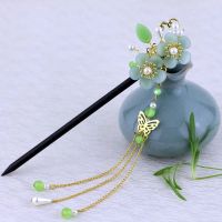 【CW】R Flower Tassel Hairpin Hanfu Wooden Hair Stick Ancient Style Hair Ornament Girl Headdress Bride Jewel.ry Wedding Accessories