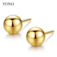 YUNLI Real 18K Gold Stud Earrings Pure AU750 Gold Ball Or Simple Tassel Earrings for Womens Party Fine Jewelry Gifts