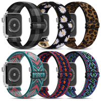 Scrunchie สำหรับ Apple Watch Band 44 มม. 40 มม. 38 มม. 42 มม. ไนลอนยืดหยุ่นสร้อยข้อมือ SmartWatch สำหรับ iwatch 7 6 5 4 3 2 1 SE Watchband-EDCNM SHOP