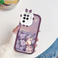 UCUC เคสโทรศัพท์สำหรับ OPPO Reno 4 F Reno 4F OPPO Reno 5 Reno5 OPPO Reno 5 F Reno 5F เคสสำหรับเด็กผู้หญิงลายการ์ตูนกระต่ายกุหลาบเคสเลนส์มอนสเตอร์ฝาหลังนิ่ม