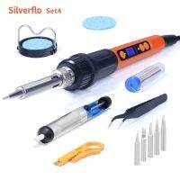 Silverflo Electric Soldering Iron Kit Set 100W LCD Digital Display Adjustable Temperature Soldering Iron 220V/110V Welding Tools