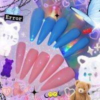 SDS13Shop 3.3​ ซม. ฟ้า​ - ชมพู​ เล็บปลอมสีเจลแท้​ | เล็บปลอมสายฝอ​ | Fake nails | เล็บปลอมพร้อมติด​ ผลิตภัณฑ์สำหรับเล็บ