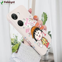 เคสโทรศัพท์สำหรับ OnePlus Nord 3 5G เคสมือถือการ์ตูนอะนิเมะ Chibi Maruko-Chan เด็กผู้หญิงพิมพ์ลายด้านข้างมีลวดลายขอบสี่เหลี่ยมปลอกซิลิโคนน้ำคลุมทั้งหมดเคสป้องกันทนแรงกระแทกกล้อง