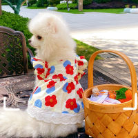 Sweet Dog Dresses Pet Floral Skirt Cotton Suspender Puppy Poodle Pet Clothing Mesh Skirt Dog Clothes for Small Dogs Pet Items Dresses