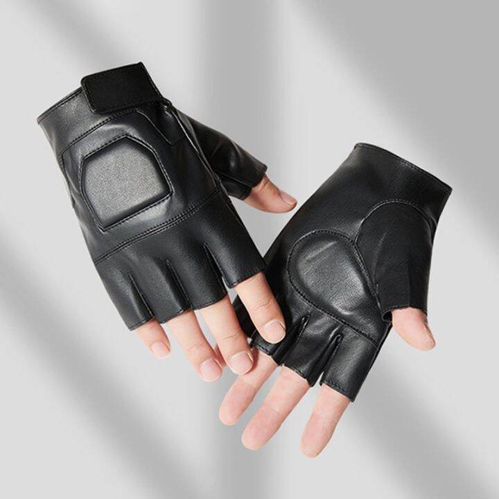 spring-outdoor-black-mens-motorcycle-gloves-shock-absorbing-breathable-wear-resistant-half-finger-male-driving-gloves