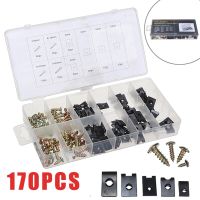 170pcs Steel Self-tapping Screws Nuts &amp; Fender U-clips Assortment Set For Metalworking Fastener With A Plastic Box Nails Screws  Fasteners