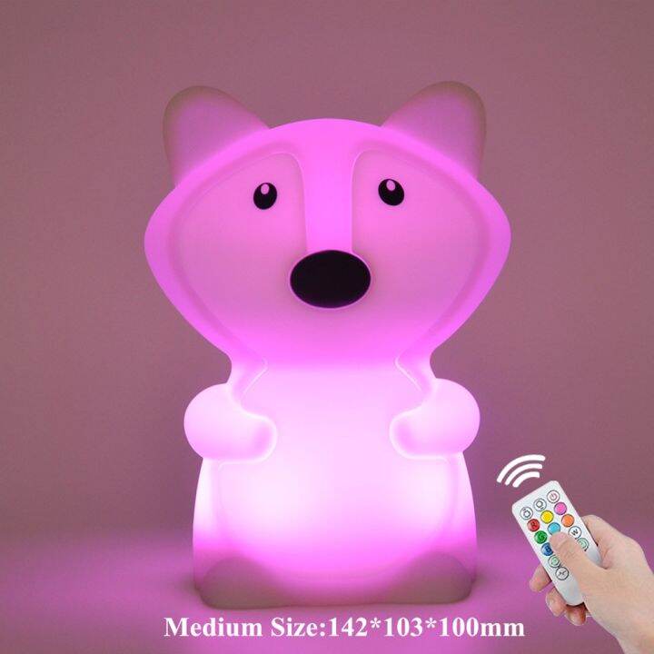 bear-dog-fox-led-night-light-touch-sensor-remote-control-9-colors-timer-usb-rechargeable-silicone-animal-lamp-for-kids-baby-gift