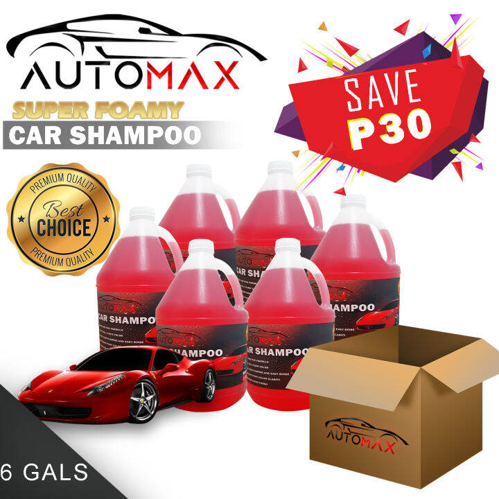 6 pcs of 1 Gallon AutomaxGold Super Foamy Car Shampoo, UPGRADED! MORE