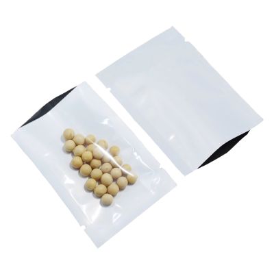 ↂ 100Pcs Clear White Plastic Open Top Bag Tear Notch Flat Vacuum Seal Food Coffee Tea Storage Packaging Pouches Disposable Pack