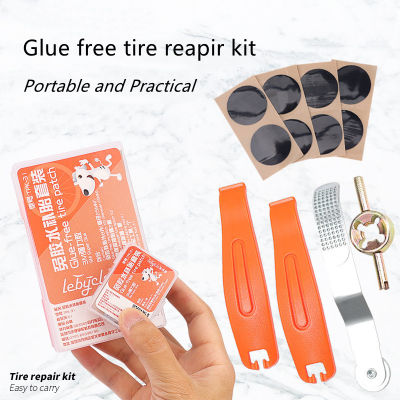 High Quality No Glue Bike Bicycle Cycling Portable Tire Repair Kit Tool Set Inner Tube Patching Tyre Glue Free Cold Patch