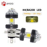 【ใหม่】1ชิ้น H4 LED มอเตอร์ H6 BA20D LED หลอดไฟหน้ารถจักรยานยนต์เลนส์สีขาวสีเหลืองสีชมพูไฮโลโคมไฟอุปกรณ์สกูตเตอร์ไฟตัดหมอก12โวลต์