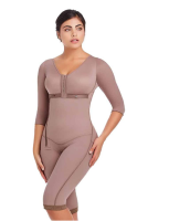 Pure Color Shapewear New Breasted One-piece Shapewear High Compression Faja Long Sleeve Waist Trainer