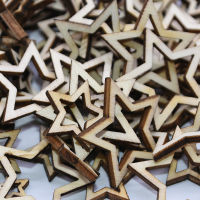 100Pcs 123cm Mix Unfinished Star Wooden Craft Hollow Pentagram Laser Cut Wood Art Collection Accessories