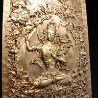 Manjusri Bodhisattva สามพ่อแม่ Micro Thangka พุทธศาสนารูปปั้นแกะสลักทองแดงสมบัติของร่างกายที่ดี