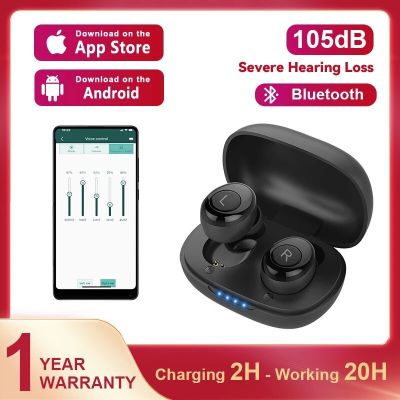 ZZOOI Bluetooth Hearing Aids Rechargeable Hearing Aid Wireless APP Adjustable Digital Sound Amplifier For Deafness Invisible Audifonos