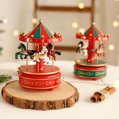 1Pc Christmas Carousel Music Bell Clockwork Automatic Creative Merry Go Round Music Box Decoration Supplies Gifts