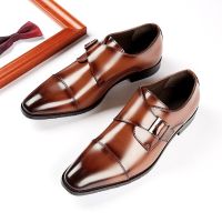 New 2023 Men’s Dress Shoes Genuine Leather Wedding Oxford Buckle Decorated Formal Office Shoes For Successful Mens Footwear