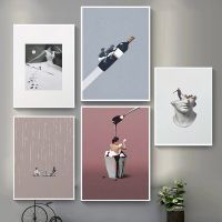 Surreal สไตล์ Wall Art ภาพภาพวาดผ้าใบ-บทคัดย่อรูปโปสเตอร์และภาพพิมพ์สำหรับห้องนอนสร้างสรรค์ตกแต่งบ้าน