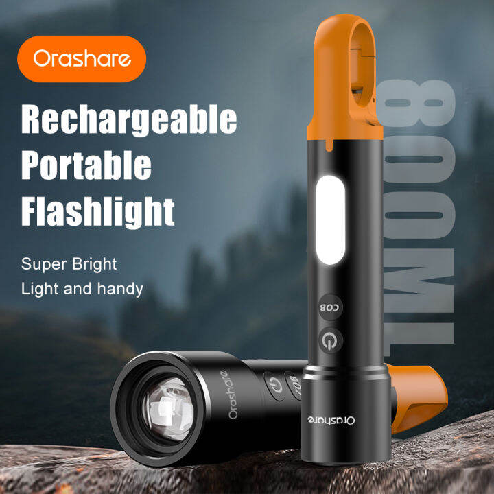Orashare OL03 Led Flashlight Torch Light TypeC Rechargeable COB Super