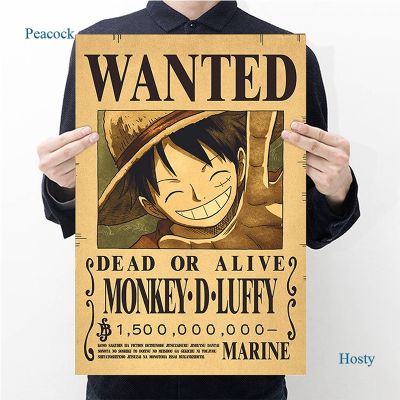 Pea โปสเตอร์กระดาษ ลายอนิเมะ One Piece Luffy สําหรับตกแต่งผนังบ้าน ห้องนอน ห้องนั่งเล่น