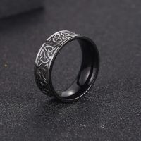 【When the flowers bloom】 Gothic Black Celtic Knot Ring สแตนเลสสตีล Norserings สำหรับผู้ชายผู้หญิง PunkAmuletJewelry Gift