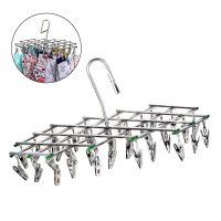 Folding Drying Rack Underwear Socks Clip Windproof Stainless Steel 35 Pegs Clip Folding Swivel Hook Hanger Drying Rack Laundry Clothes Hangers Pegs