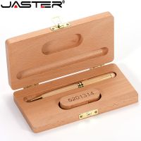 JASTER USB Flash Drive Beech Ballpoint Pen Case U stick 2.0 4GB 8GB 16GB 32GB 64GB Pendrive Exquisite Gift (Free Custom Logo)