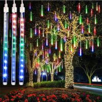 【shipped in 24 hours】LED Meteor Shower Rain Lights -Waterproof Falling Raindrop 30cm 8 Tubes Cascading Lights