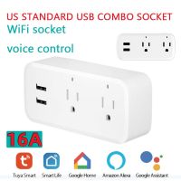 ✉✔☂ Tuya inteligentne gniazdo Wifi US Standard 16a podwójna wtyczka Usb połączenie sterowanie głosem inteligentne urządzenie domowe wysyłka z rosji