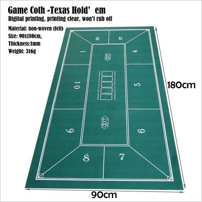 ผ้าปูโต๊ะลาย Texas Holdem Pokers ยาว1.8เมตรผ้าไม่ทอพิมพ์ลายผ้าปูโต๊ะดีลักซ์เสื่อเกมกระดานคาสิโนแผ่นรองโต๊ะเล่นเกมบ้าน