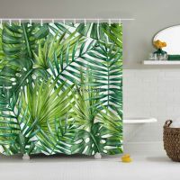 Tropical Rainforest Green Plants Leaves Palm Leaf Monstera Shower Curtain Fabric Waterproof Polyester For Bathroom With Hooks