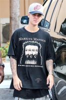 Jerry Bieber ชุดผู้ชายแขนสั้นฮิปฮอปผ้าฝ้ายสไตล์สตรีทลำลองสูงย้อนยุควินเทจเสื้อยืดทรงโอเวอร์ไซส์ฟอกสีอเมริกัน