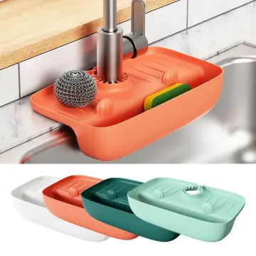 Silicone Kitchen Faucet Mat For Sink Sponge Drain Rack Foldable Sink Mat  Faucet Splash Catcher Bathroom Countertop Protector Mat