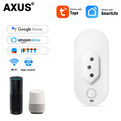 AXUS Tuya WiFi Smart Plug บราซิลมาตรฐาน16A Smart Life APP Outlets พร้อม Power Monitor ใช้งานได้กับ Alexa Home Smart Socket