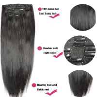 ZZHAIR 100% Human Hair Extensions 16"-26" Machine Made Remy Hair 8Pcs Set 100g-160g Clips In Full Head Straight Natural