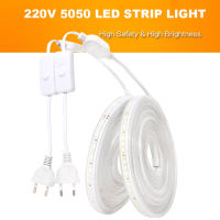 LED 220V พร้อมสวิตช์กันน้ำ Strip 1-24M LED ริบบิ้นสำหรับห้องครัว 60 LEDs/ M WARM White สีแดงสีเขียวสีฟ้า EU Plug-Youerd