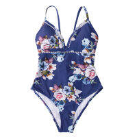 CUPSHE Sexy Yellow Pear Blossom Floral Print One-Piece Swimsuit  New Women Boho Bathing Suits Swimwear